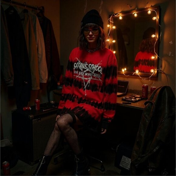 Satan’s School For Bad Boys & Girls Long Sleeve Tee by Current Mood – Graffiti S - Picture 2 of 2